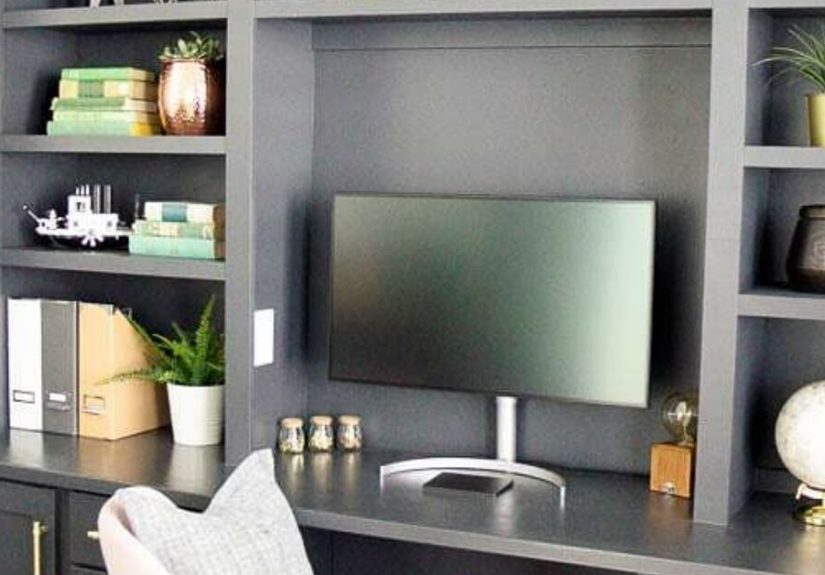 Custom DIY Home Office Built Ins with Desk