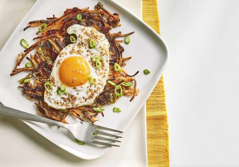 Veggie Pancakes with Sesame Fried Eggs